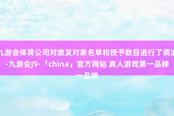 九游会体育公司对激发对象名单和授予数目进行了调治-九游会J9·「china」官方网站 真人游戏第一品牌